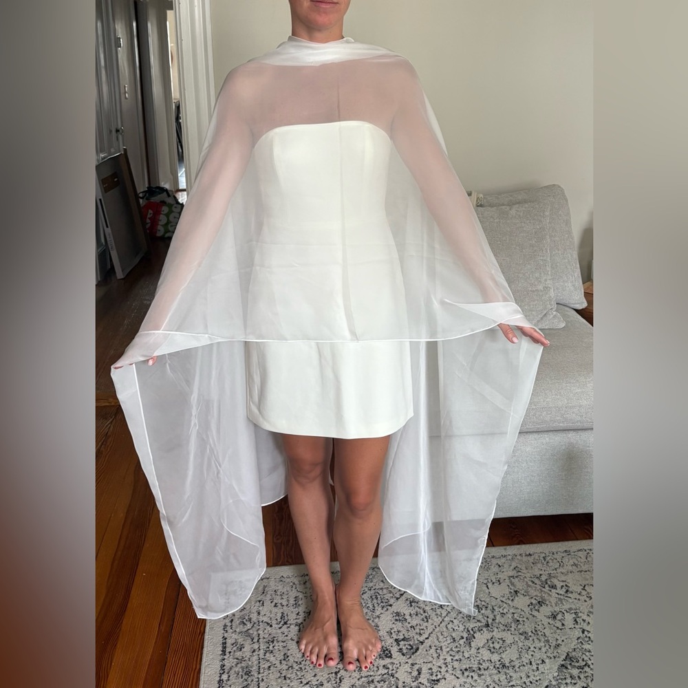 Favorite Daughter Strapless Ivory Dress w/ Sheer Shawl